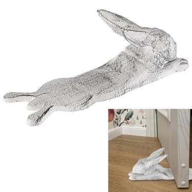 Imagem de Sumnacon Batente de porta de coelho fofo de ferro fundido - batente de porta de piso resistente, evita furos, cunha de batente de porta de ferro vintage para pátio, quintal, jardim, quinta, escritório