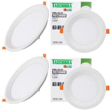 Imagem de Kit 4 Painel de Led Redondo Embutir Recuado 12W Bivolt Taschibra, 4000