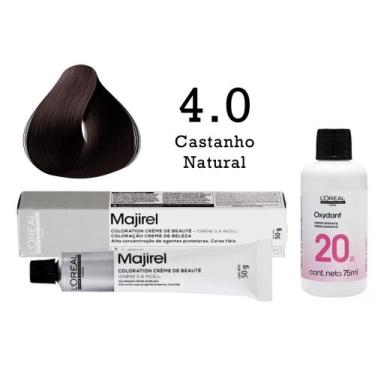 Imagem de Coloração Majirel 4.0 Castanho Natural + Emulsão Oxi 20 Vol. 75ml  L'O