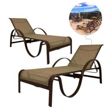 Imagem de Kit 2 Cadeira Espreguiçadeira Piscina em Alumínio Tela Sling Resistent