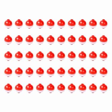 Imagem de Pesca Bobbers Button Push BOOY Bóia flutua de alta qualidade Red e branca costura branca Forte garra de linha para peixe -gato peixe panfish walleyes bass bluegill poleiro 50pcs 1 (1.0in)