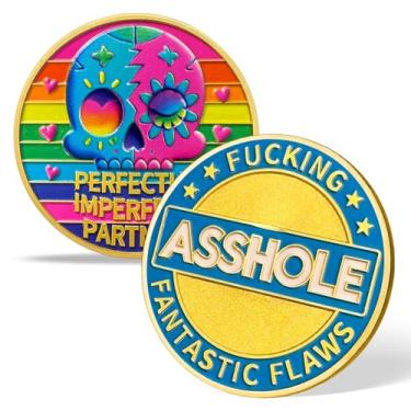 Imagem de AtSKnSK Moeda Mori Memento Flor Crânio Arco-íris | Presentes estoicos | Moeda Living Memento Mori Amor Fati