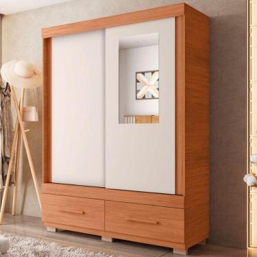 Imagem de Guarda-Roupas Solteiro 2 Portas com Espelho 2 Gavetas Malu Caemmun