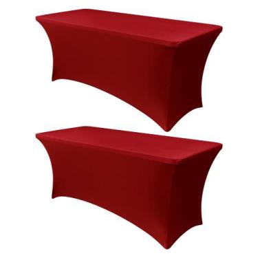 Imagem de Capa de mesa Obstal Stretch Spandex vermelha para mesa de 6 pés, pacot