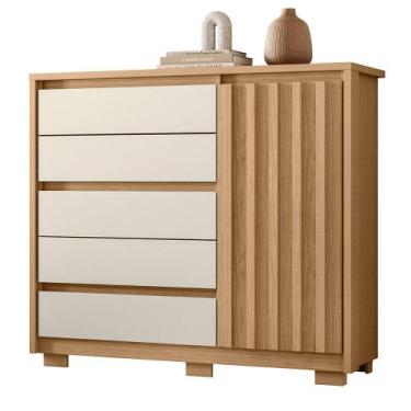 Imagem de Cômoda Sapateira Duetto com 5 Gavetas Albatroz, Freijó/ Off White