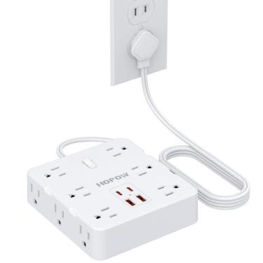 Imagem de Faixa de alimentação HOPOW de 2 pinos a 3 pinos com 12 AC e 4 USB (2 U