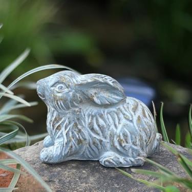 Imagem de Zokyntrix Estátua de coelho de jardim, decoração de coelhinho de cimento, estatuetas de coelhinho da Páscoa para casa, exterior, jardim, estátuas de cimento, escultura para quintal, pátio, gramado