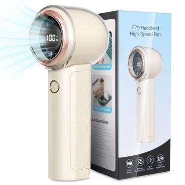 Imagem de FITENOUGH Ventilador turbo portátil portátil, ventilador manual de 1-100 velocidades com tecnologia Air Turbo e display digital, recarregável de 13000 RPM para atividades ao ar livre, viagens