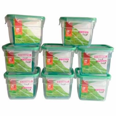 Imagem de 8 Pote Multiuso Freshy Plástico Freezer Sanremo Sr1761 770ml