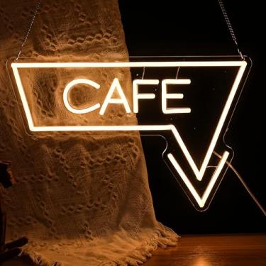 Imagem de Noasktt Placa de néon de flecha de café para decoração de parede de negócios, placas de café neon alimentadas por USB para decoração de parede de bar de café arte estética bistrô café restaurante