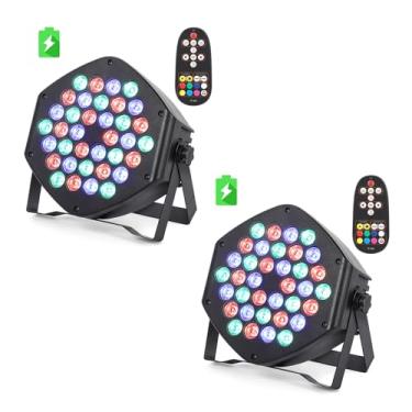 Imagem de Litake Pacote Com 2 Luzes Led Sem Fio Recarregáveis, Iluminação De Palco Rgb 36W, Alimentada Por Bateria, Para Eventos, Dj, Festa De Casamento