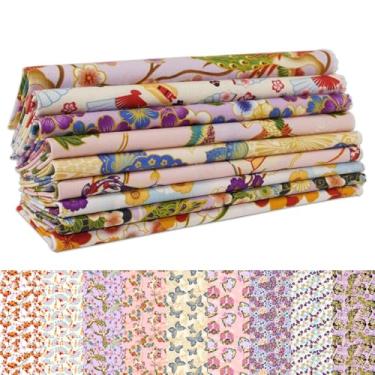 Imagem de Soimoi 9 peças Fat Quarter Bundle 100% tecido de algodão, suprimentos para confecção de bricolage, tecido de patchwork para acolchoar, almofadas de patchwork, 45,72 x 55,88 cm - Serenidade japonesa