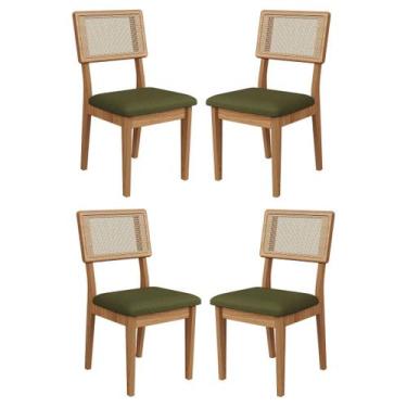 Imagem de Kit 4 Cadeiras com Assento Estofado Encosto em Tela 100% MDF Freijó Ve