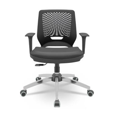 Imagem de Cadeira Beezi Giratoria Couro Preto Base Cromada - Plaxmetal