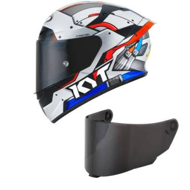 Imagem de Capacete KYT TT Course Ratthapark Space Monkey Azul Mais Viseira Fumê,
