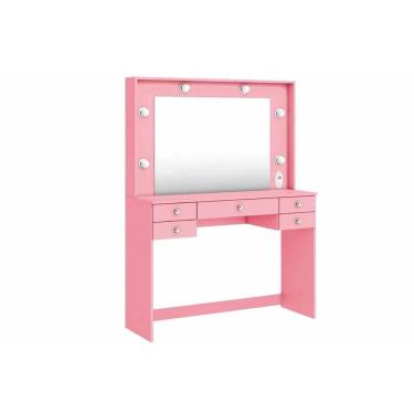 Imagem de Penteadeira Infantil Msm 433 C/ 5 Gavetas E Espelho Rosa - Movelbento