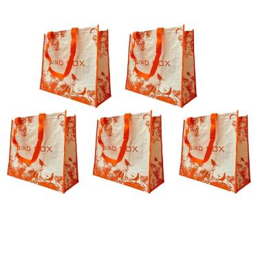 Imagem de Bolsa Ecobag Kit 5 Uni Sacola De Ombro Reutilizavel Mercado Compras Feira Dobravel Portatil