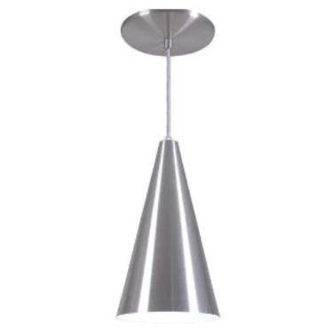 Imagem de Luminaria Teto Pendente Luxo Lustre Aluminio Cone Prata Prata