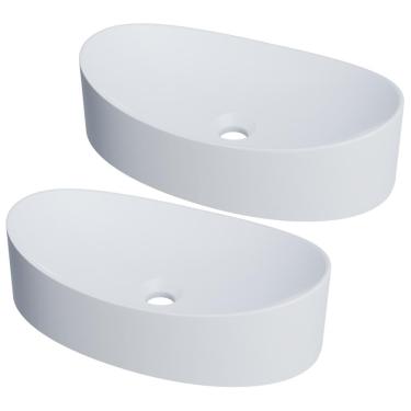 Imagem de Kit 02 Cubas De Apoio Canoa Lavabo C01 Bc47w Branco Matte Fosca - Lyam