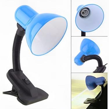 Imagem de Luminária Articulada Com Garra Presilha E27 Bivolt Cor Azul Para Escrivaninha E Mesa