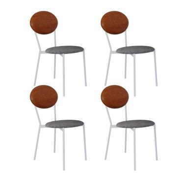 Imagem de Cadeira Fixa Estofada Vintage Elipse Com 4 Unidades Cinza-caramelo-branco