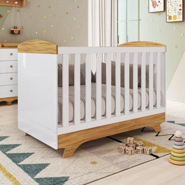 Imagem de Berço Minicama 3 Em 1 100% Mdf Emma Retrô Espresso Móveis Branco-amêndoa