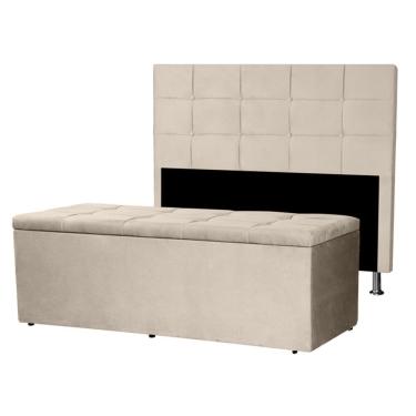 Imagem de Kit Cabeceira E Calçadeira Baú Solteiro 0,90m Roma Suede - Pallazio Cor Marrom