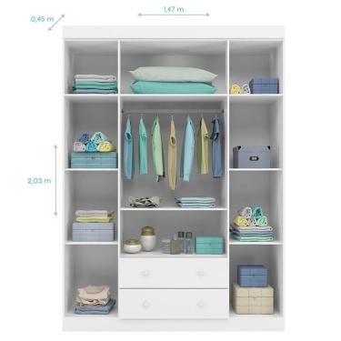 Imagem de Guarda Roupa Infantil Lívia 4 Portas E 2 Gavetas Branco - Phoenix Baby Branco