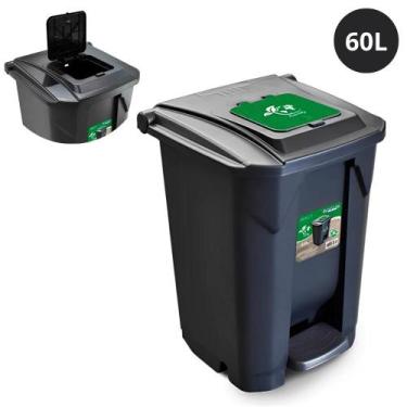 Imagem de Lixeira Cesto de Lixo 60 Litros com Rodas, Pedal e Trampa Click Cesto 