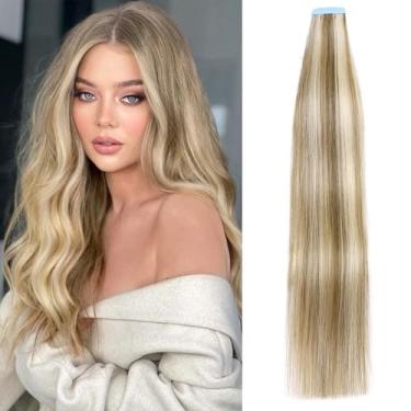 Imagem de Lady Miranda Extensões De Cabelo Com Fita Adesiva Remy Humano Pontas Completas Pu 20" 50G 20 Unidades Pele Loira Mista Trama Invisível Para Mulheres