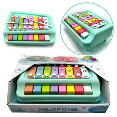 Imagem de Xilofone Infantil 8 Notas Colorido Musical com 2 Baquetas - Polibrinq,