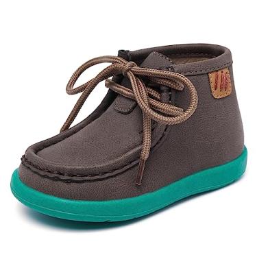 Imagem de MORENDL Botas Para Meninos E Meninas, Sapatos De Caminhada Bebês, Botinhas Com Cadarço, Antiderrapantes, Mocassins Leves, 6 A 9 Meses, Marrom Verde
