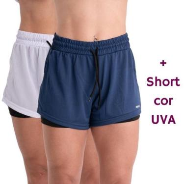 Imagem de Kit 3 Shorts 2 em 1 Feminino Bermuda Dryfit Dupla Para Treino Academia