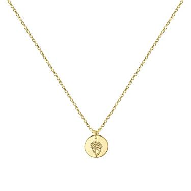 Imagem de Colar de flores para o mês de nascimento para mulheres banhado a ouro 18 K com pingente floral gravado para meninas Dourado