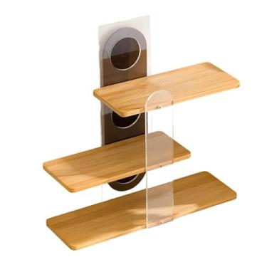 Imagem de Ioensy Suporte para canecas de café de 3 camadas, suporte de canto para mesa, resistente, porta-copos, organizador de estação de copos multiuso para, Cor de Madeira