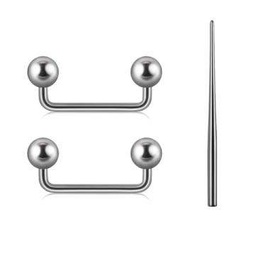 Imagem de SQKXKLCZ 1 par G23 titânio 16G 4 mm extremidade esférica 90 graus curvado superfície língua sobrancelha bico barra roscada externamente 14 mm
