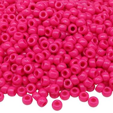 Imagem de 1000 peças pulseira de contas de pônei de 9 mm de plástico arco-íris para colar, contas de cabelo para tranças para meninas, chaveiro, fabricação de joias (rosa choque)