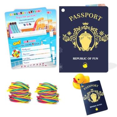 Imagem de Duck Tags, PassPort Cruising Duck Tags, Ducking Games Card, 35 Pack Cruising Tags, 35 Rubber Bands, Hole Punch & Fold Cruise Duck Tags - ConQuackulations