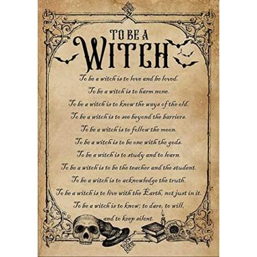 Imagem de Noete To Be A Witch List Wicked Witch Halloween Art Witch With Brooms Witch And Moon Art Metal Tin Sign Poster Wall Plaque, Brown, 8 x 12 Inch