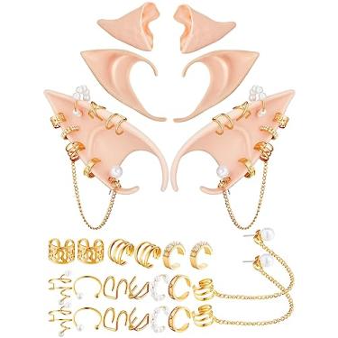 Imagem de Conjunto de 13 pares de orelhas de elfo com brincos de elfo de fada macia e pontiaguda, brincos de elfo, punhos para mulheres, meninas, fantasia, cosplay, acessórios de Halloween, anime e festa, látex e liga, látex e liga