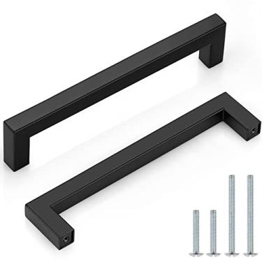 Imagem de Pacote com 30 puxadores pretos para gabinete de cozinha Probrico de 16,5 cm, puxadores de gaveta pretos - puxadores modernos de barra de Suqare em aço inoxidável para cômoda, banheiro, quarto, lavanderia