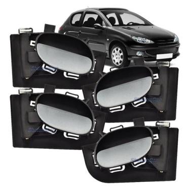 Imagem de Kit Maçaneta Interna Porta 206 207 Prata Dianteira Traseira - SHALOMCA