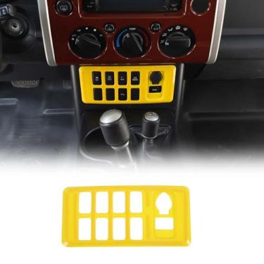 Imagem de Fgtagtal Capa de moldura decorativa de painel de botão de sistema auxiliar de console central adequada para Toyota FJ Cruiser 2007-2021, painel de interruptor de ar condicionado para console de carro