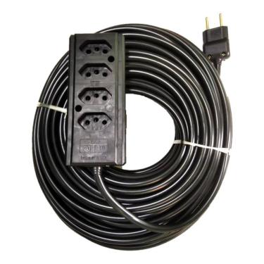 Imagem de Extensão Elétrica 5m Reforçada Cabo PP 2x2 5mm 4 Tomadas