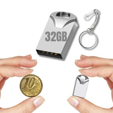 Imagem de Pen Drive Mini de 32 Gigas de Armazenamento Com Chaveiro Ideal Para Armazenar Arquivos Fotos Musicas e Videos