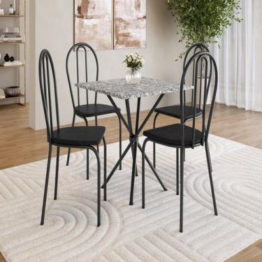 Imagem de Conjunto sala de Jantar Mesa Quadrada 70cm Tampo Granito com 4 Cadeira