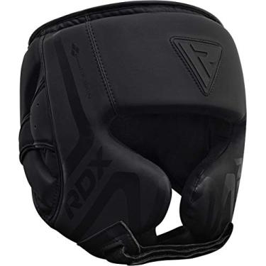 Imagem de RDX Headguard para treinamento de boxe – Protetor de cabeça acolchoado preto fosco para rosto, bochechas e protetor de orelha – Protetor de cabeça para agarrar, MMA, Muay Thai, Kickboxing, Karate, BJJ, Taekwondo, luta, artes marciais, Matte Black, Large