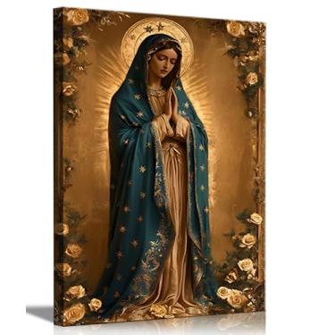 Imagem de Nossa Senhora de Guadalupe Tela Arte de Parede Virgem Maria Decoração de Parede Imagem Católica Espiritual Poster Impressão Igreja Sala de Oração Sala de Estar Decoração de Casa 40,6 x 61 cm
