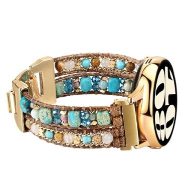Imagem de Wingoden Pulseira de relógio Boho de 20 mm compatível com Samsung Galaxy Watch 7/6/5/5pro/4/4 Classic/3/Active 2 de 40 mm, 41 mm, 44 mm, 42 mm e 46 mm, azul