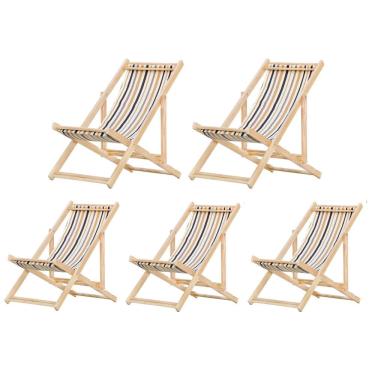 Imagem de Kit 5 Cadeiras Espreguiçadeira Preguiçosa Dobrávl Sem Braço Natural